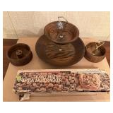 3 Quality Heirloom Oak Servers & Texas Nutcracker