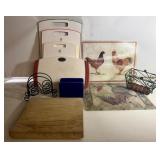 7 Assorted Cutting Boards and 3 Napkin Holders