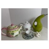 Assorted Tea Pots, Vinegar Bottle and More