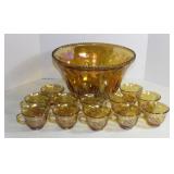 Vtg. Indiana Glass Harvest Carn. Glass Punch Set