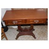 Beautiful MCM Lyre-Harp Mahogany Table