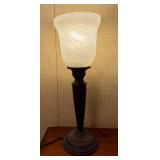 Vtg. Torchiere Table Lamp w/Frosted Glass Shade