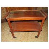 MCM Glass Top Tea Cart on Wheels - 29x24x15