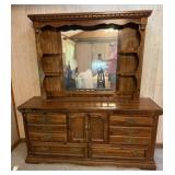 Vtg. Early American Style All Wood Dresser - NOTE
