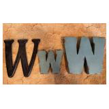 Three Metal Letter "W"s - Longes one is 11"