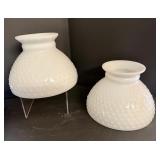 Two Vtg. Milkglass Hobnail Light Fixtures - NOTE