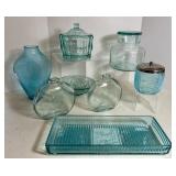 Eight Various Blue Glass Pieces