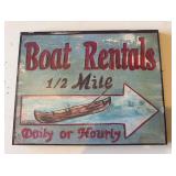 Boat Rental 1/2 Mile Wooden Sign
