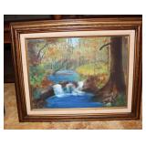 Vtg. Framed Original Art Oil On Canvas Landscape