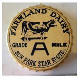 Farmland Dairy Milk Bottlecap Metal Sign