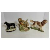 Three Dogs and Squirrel Figurines