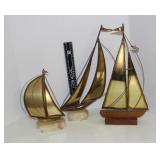 Three Signed DeMott Copper Brass Metal Sailboats