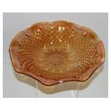 Vtg. Indiana Glass Marigold Carnival Ruffled Bowl