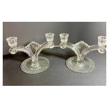Two Vtg. Tiffin Franciscan Double-Light Candelabra