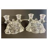 Two Vtg. Anchor Hocking Star of David Candelabra