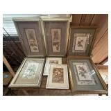 Seven Framed Floral Themed Wall Art