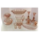 14 Assorted Pieces of  Pink Depression Glass