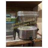 oval crock pot and wire stands misc alum pans