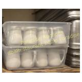 Two bins of White Creamers Ceramic