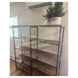 Shelving unit with wood shelves
