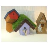 Three Wooden Bird Houses