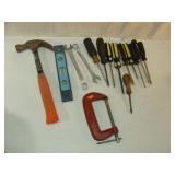 Hammer Clamp, Level, and Screwdrivers
