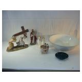 Bowl and Religious - Cross is Damaged
