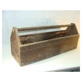 Vintage Carpenter Tote and hand Saws