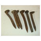 Six Railroad Spikes