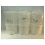 Six White Storage Buckets 3.2 Gallon