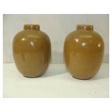 Two Brown Small Vases