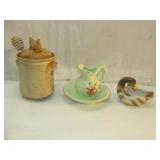 Two Japan Pieces and Signed Pottery