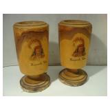 Antique HAYWARD WI Wooden Mugs