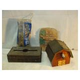 Clothes Pins, Tissue Box and Bird House