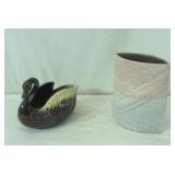 Brown White Swan ansd Modern Vase