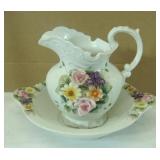 LEFTON Pitcher and Bowl - chip on Daisy