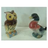 Vintage Owl and Duck Planters