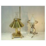 Two Lamps with Chimneys - Milk Glass