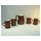 HALL Brown and White Pitcher and Mug Set