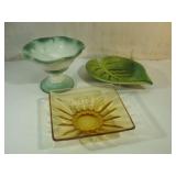 Square Amber, Leaf and Bowl