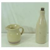 Stoneware and Roseville Pitcher