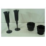 Dark Red Candle Holders and Glasses