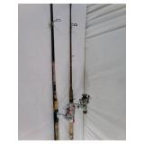Two Open Face Reels and Poles