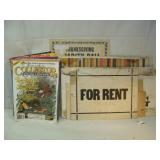 Older Sign, Antique Collecctor Mags and Cut up Ads