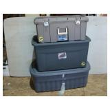 Three Gray Blue Totes