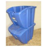 Two Blue 18 Gallon Bins
