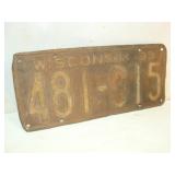 1933 WIsconsin License Plate