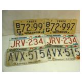 Six Un-Matched Wisconsin Plates