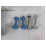 Blue and Silver Hand Weights