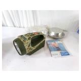 Flashlight, Beach Ball and Camping Cookware